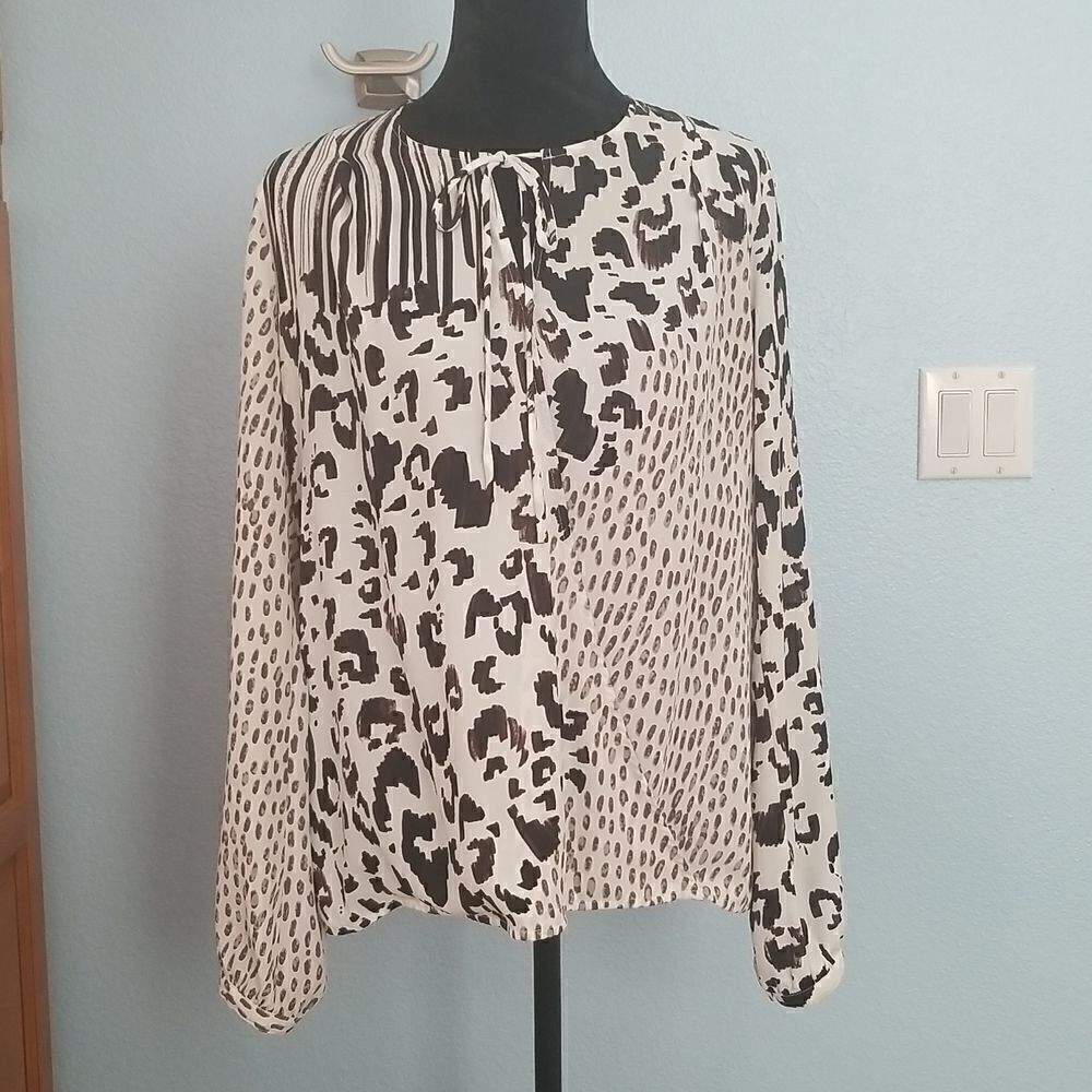 Cabi animal print wrap front blouse
